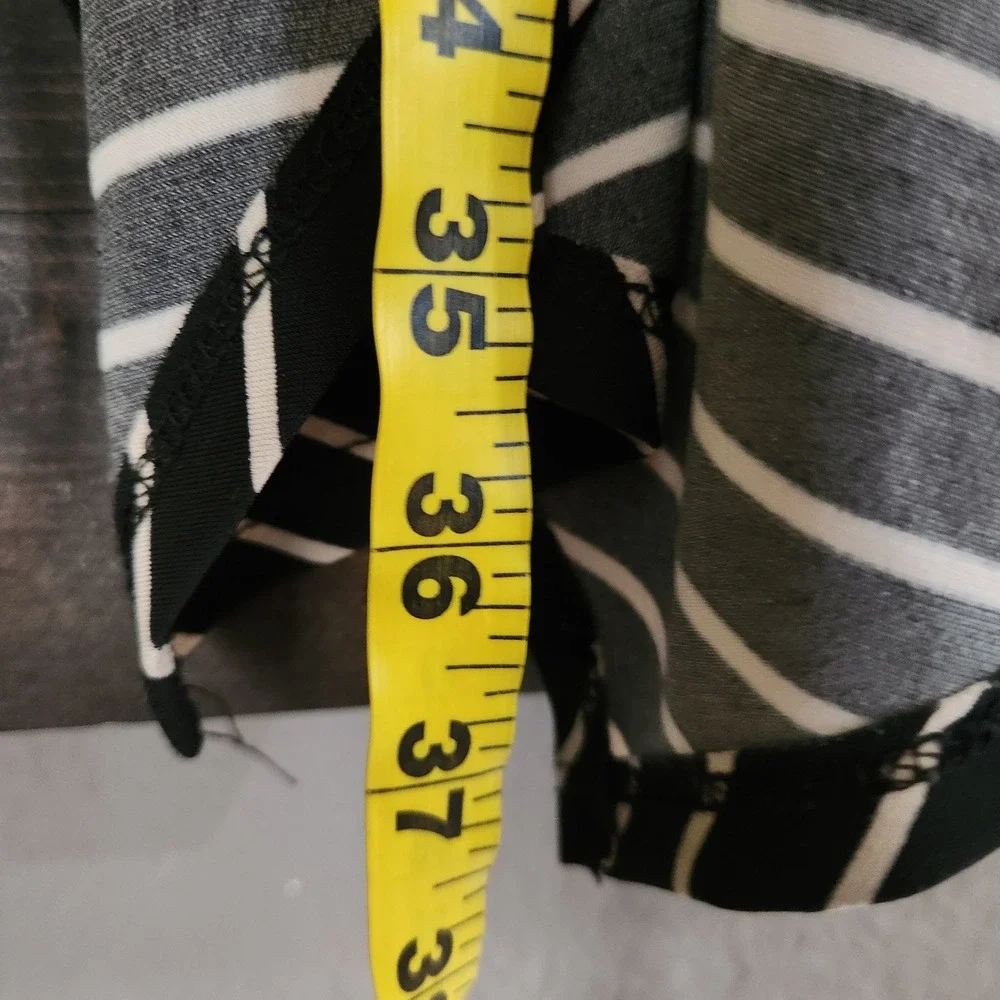 Chicos Easywear Striped Handkerchief Hem Maxi Skirt Black White Size 1 M 8